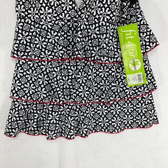 NEW Fit 4 Ur Tummy Tankini Swim Top Peplum Tier Black Built in Bra Womens Sz 12 - Picture 3 of 10